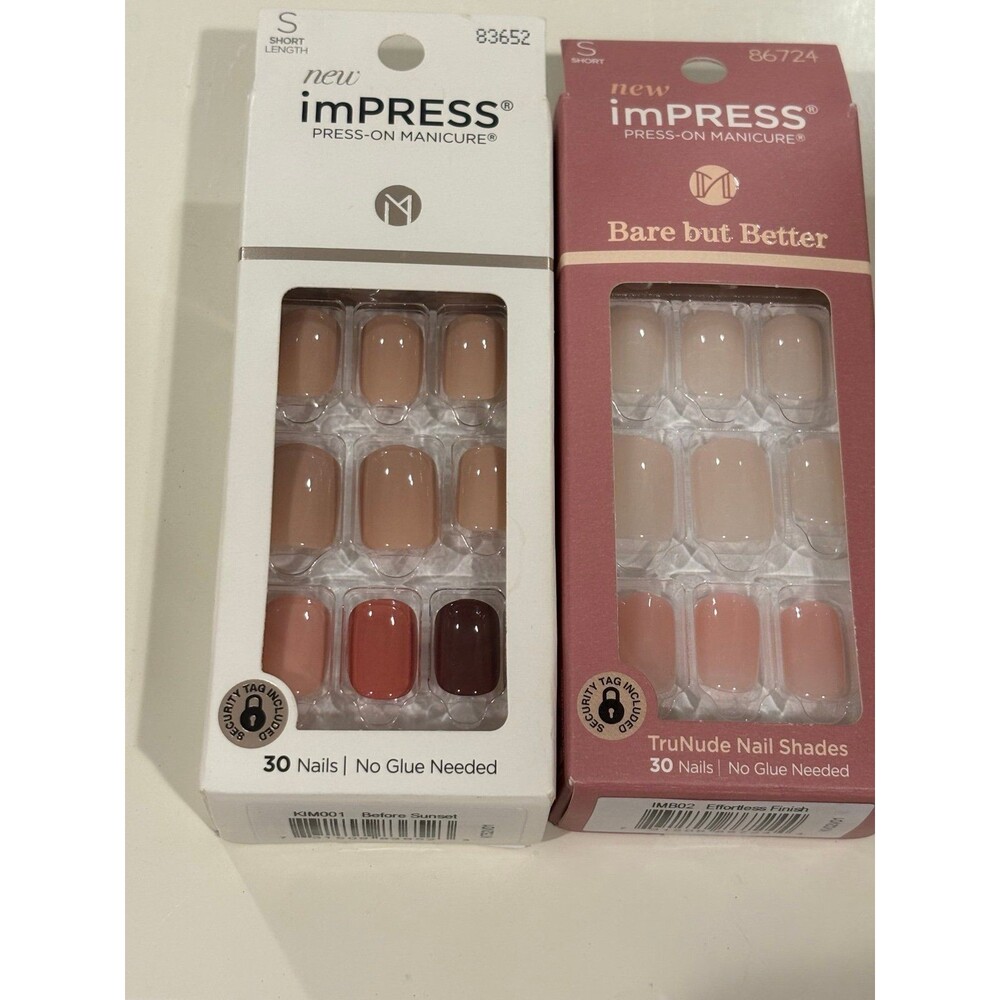 imPRESS The No Glue Mani Press-On Nails BARE Edition before sunset + effortless